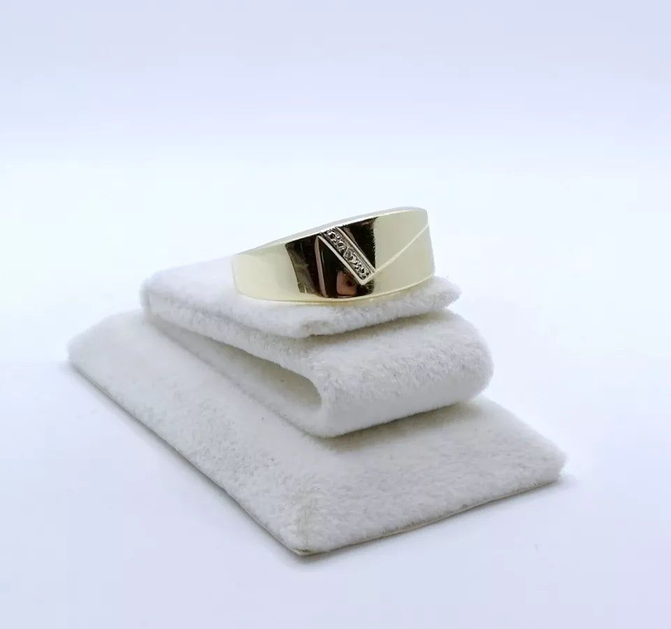 Ring Gold 585er Siegelring mit Diamantsplitter Gr. 69