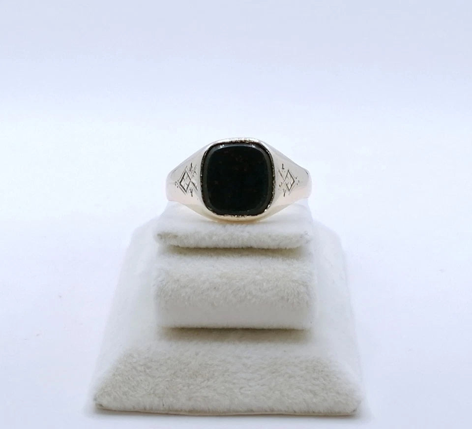 Vintage Ring Gold 585er Siegelring mit Heliotrop Gr. 66