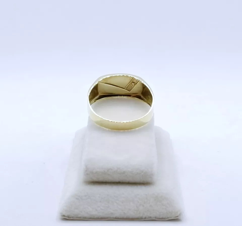 Ring Gold 585er Siegelring mit Diamantsplitter Gr. 69