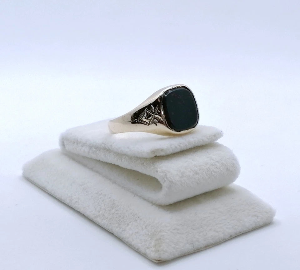 Vintage Ring Gold 585er Siegelring mit Heliotrop Gr. 66