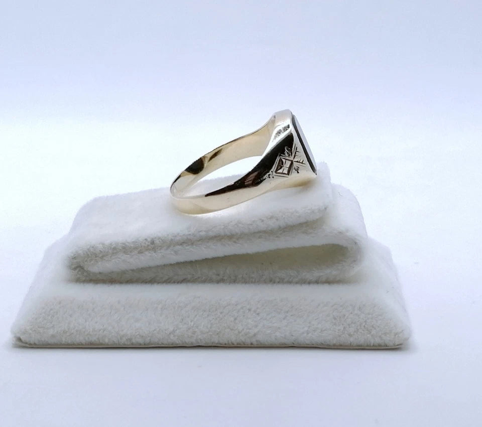 Vintage Ring Gold 585er Siegelring mit Heliotrop Gr. 66