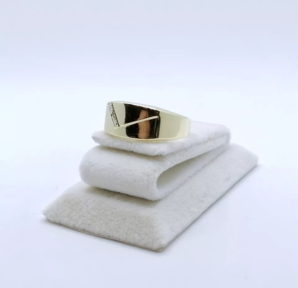 Ring Gold 585er Siegelring mit Diamantsplitter Gr. 69