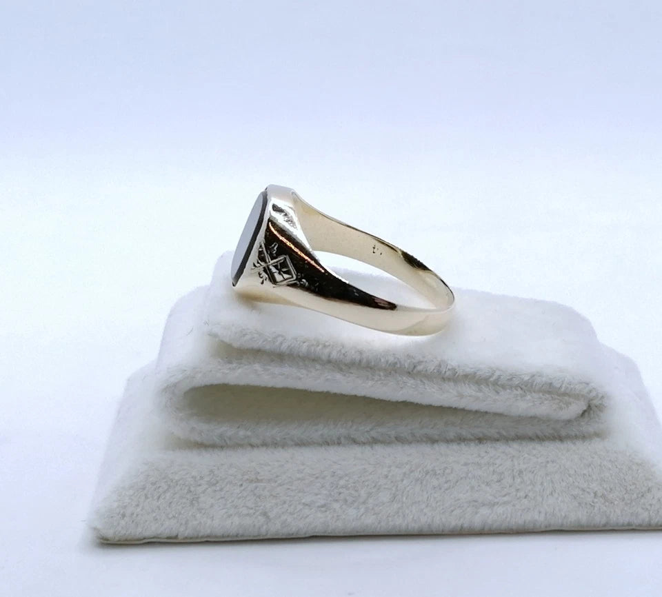 Vintage Ring Gold 585er Siegelring mit Heliotrop Gr. 66
