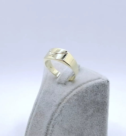 Ring Gold 585er Siegelring mit Diamantsplitter Gr. 69